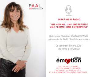 Interview Radio Emotion - Christine Scaramozzino PAAL profilés aluminium 2019