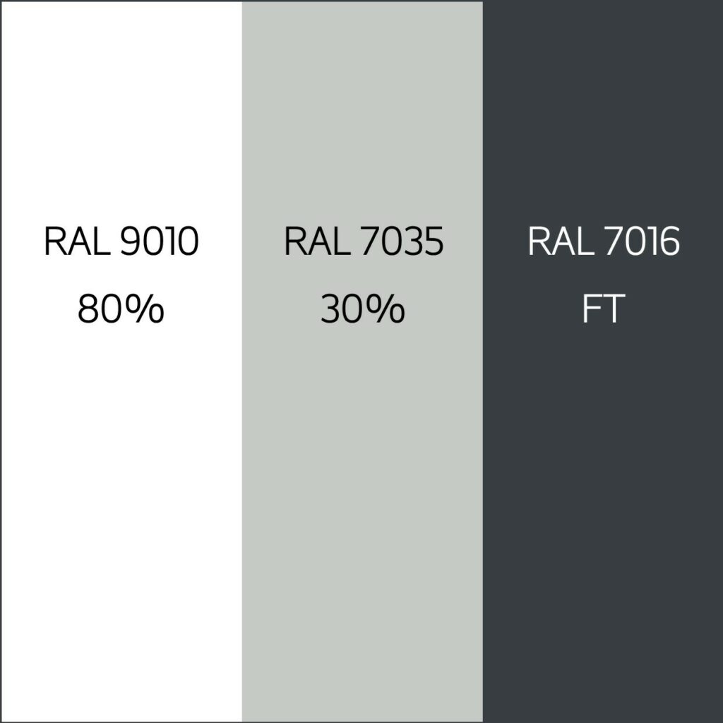 Avec le stock permanent de références de profilés laqués EYLINA 70, pour les portes, fenêtres et baies coulissantes, PAAL vous offre une souplesse opérationnelle qui vous permet de répondre rapidement aux chantiers de vos clients avec les RAL 7035 30%, 9010 80% et le nouveau RAL 7016 FINE TEXTURE